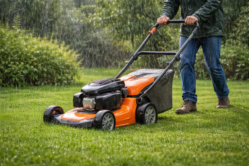 Peut-on tondre la pelouse sous la pluie