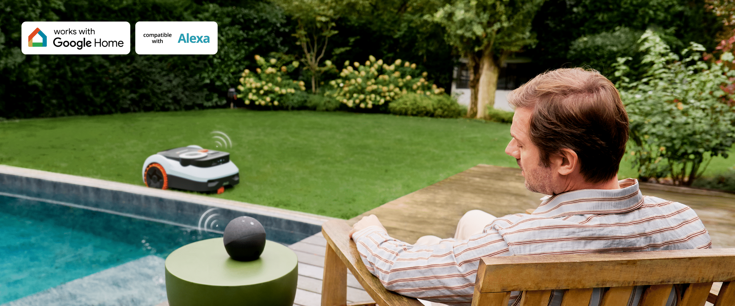 <p>Commande mains libres via Alexa ou Google Home.</p>