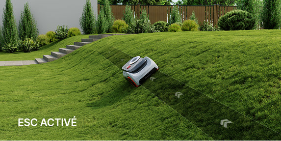 Navimow i105 robot tondeuse montant une pente avec ESC activé